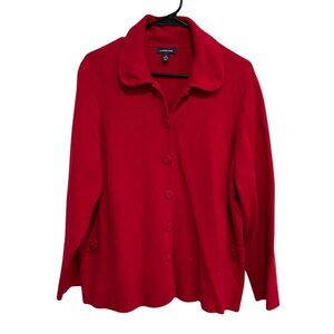 Lands End Womens Red Supima Cotton Button-Front Cardigan Sweater Sz 2X